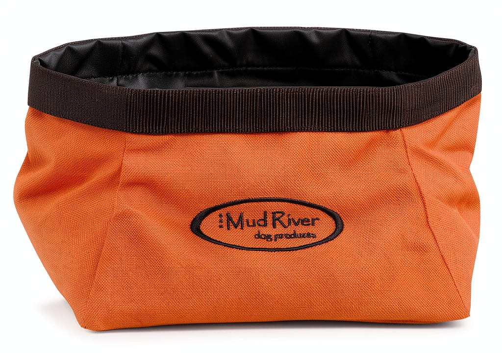 Mud River Renegade Roll Up Bowl deployed during hiking break with German Shepherd drinking