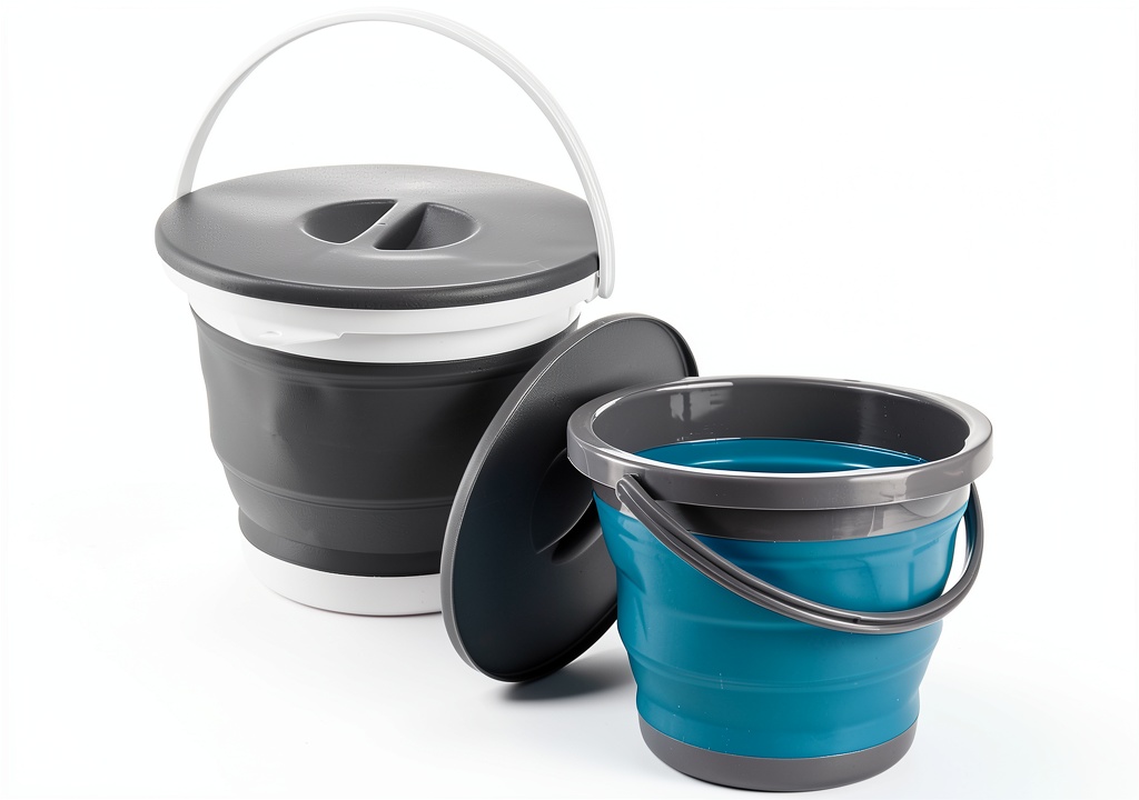Bekith collapsible bucket expanded with lid in outdoor setting