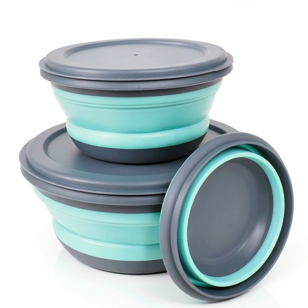 HPWFHPLF Collapsible Silicone Bowls Camping Picnic Set-3