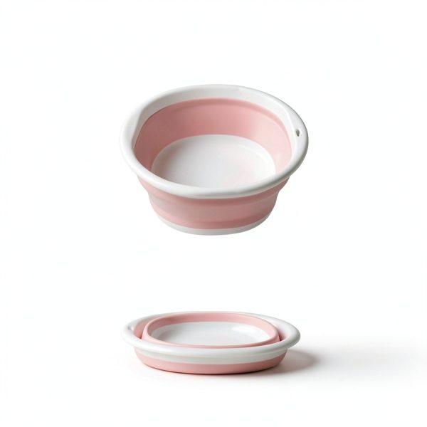 Hershii Collapsible Camping Bowl Pink White Lightweight-2