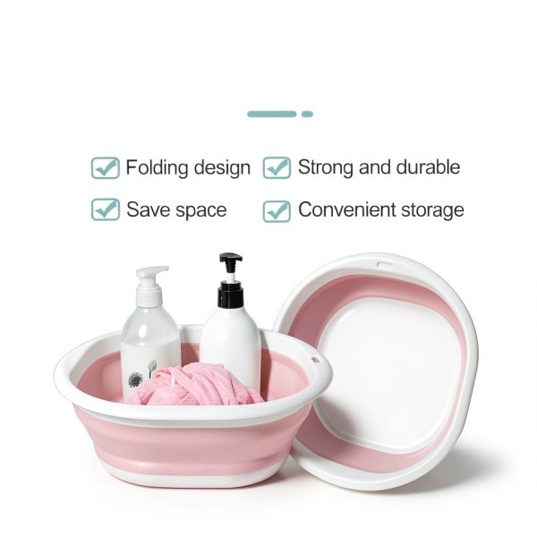 Hershii Collapsible Camping Bowl Pink White Lightweight-5