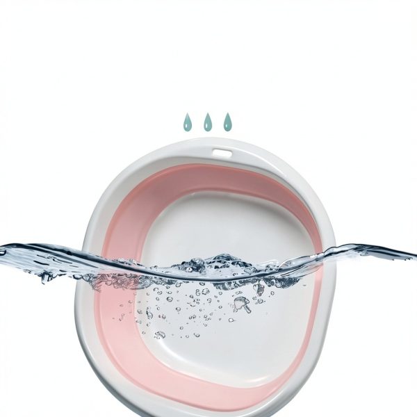 Hershii Collapsible Camping Bowl Pink White Lightweight-6