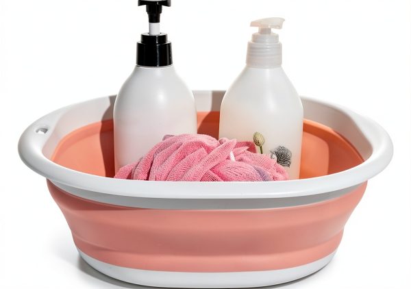 Hershii Collapsible Camping Bowl Pink White Lightweight-1