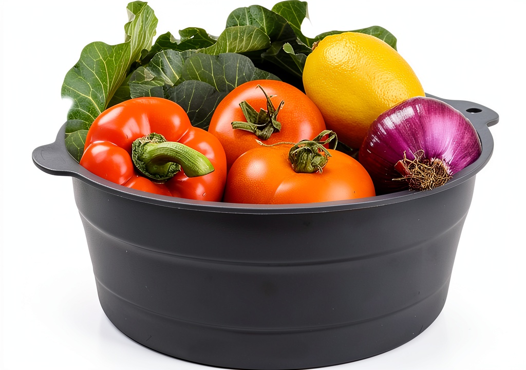 Fchil collapsible silicone bowl expanded on a countertop