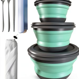 HPWFHPLF Collapsible Silicone Bowls Camping Picnic Set-0