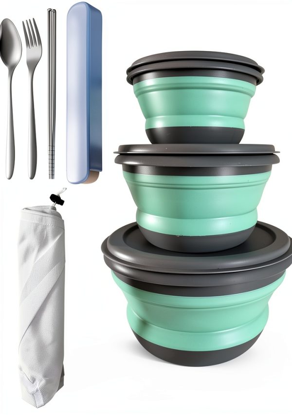 HPWFHPLF Collapsible Silicone Bowls Camping Picnic Set-0