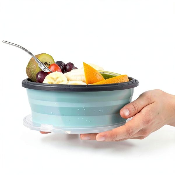 ColorCoral Collapsible Camping Bowl Silicone Airtight 1200ml-4