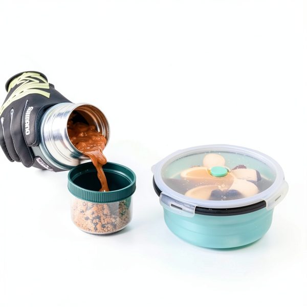 ColorCoral Collapsible Camping Bowl Silicone Airtight 1200ml-3